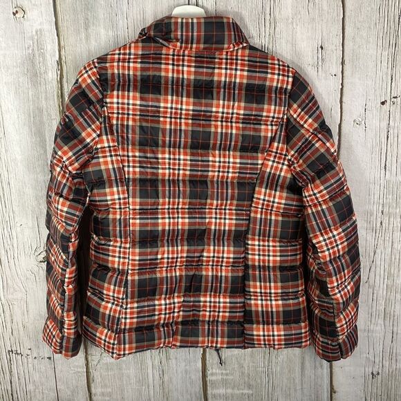 Eddie Bauer Cirruslite Down Jacket Red & Orange Plaid Lightweight Medium - Picture 7 of 8